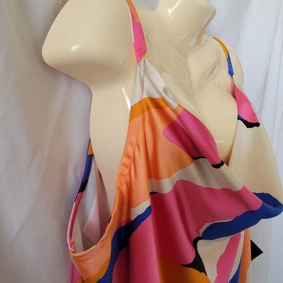 NEW Ava & Viv Tank Silky Strappy Colorful Geometric Adjustable Straps 2X NWT - Picture 3 of 8